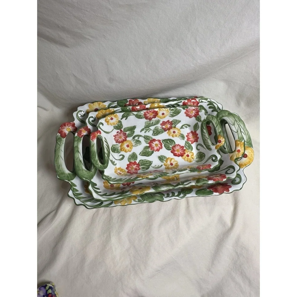 Set of 3 Temp-tations by Tara Floral Embroidery Rectangular‎ Casserole Dishes
